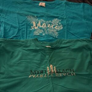 Hanes Teal Graphic T-Shirt Maui and Myrtle Beach tshirts XXL